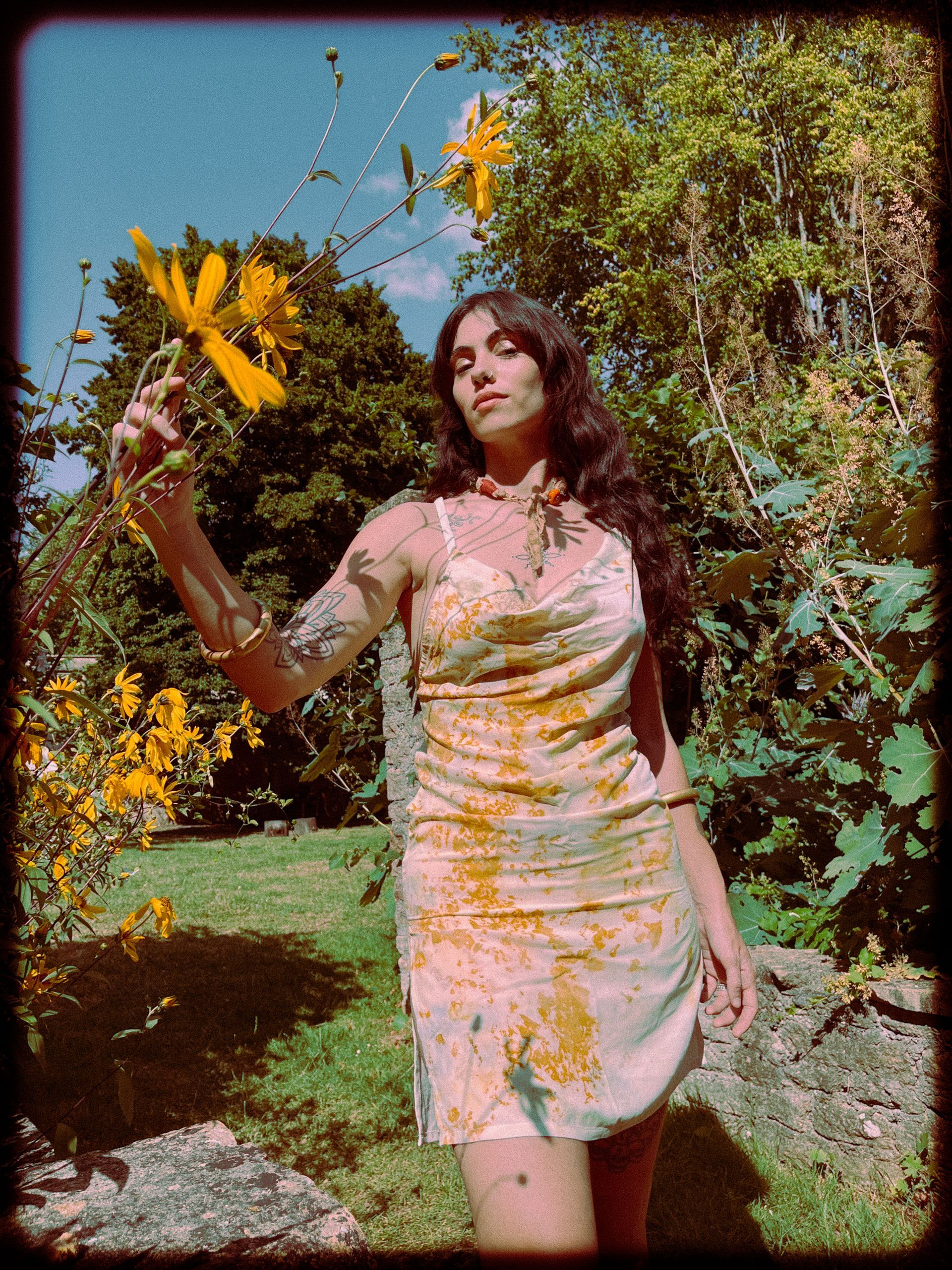 eco print ROSE SILK dress