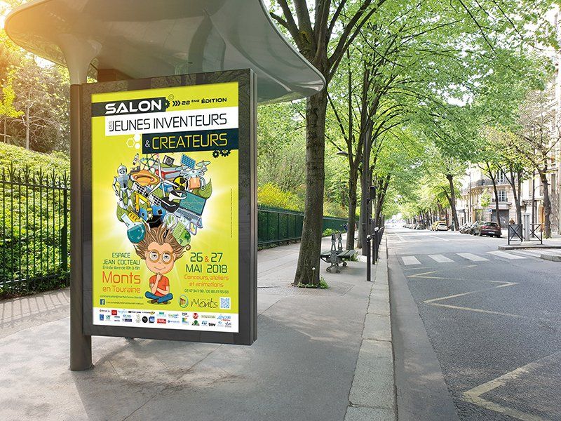 Affiche salon des jeunes inventeurs et créateurs de Monts sur abris bus