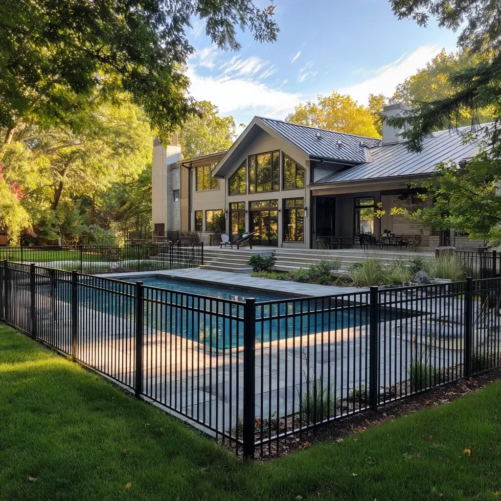 Aluminum fence Cypress pool enclosure with powder coated finish