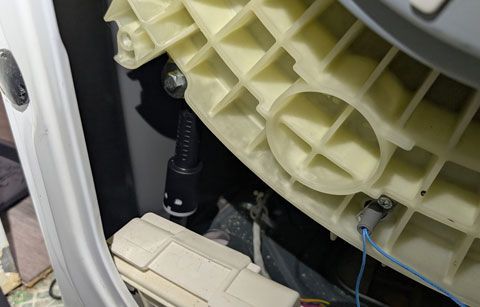 Samsung washer repair with suspension shocks installed in Burnaby