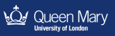Queen Mary University of London logo on a blue background.