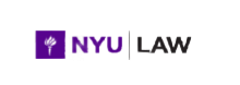 NYU Law logo: Purple box with NYU text, LAW text next to a vertical line.
