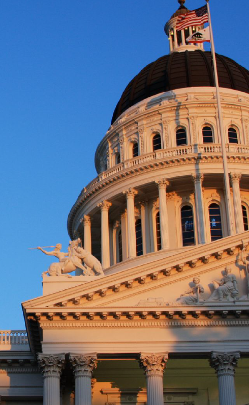 The dome of the state capitol building in california