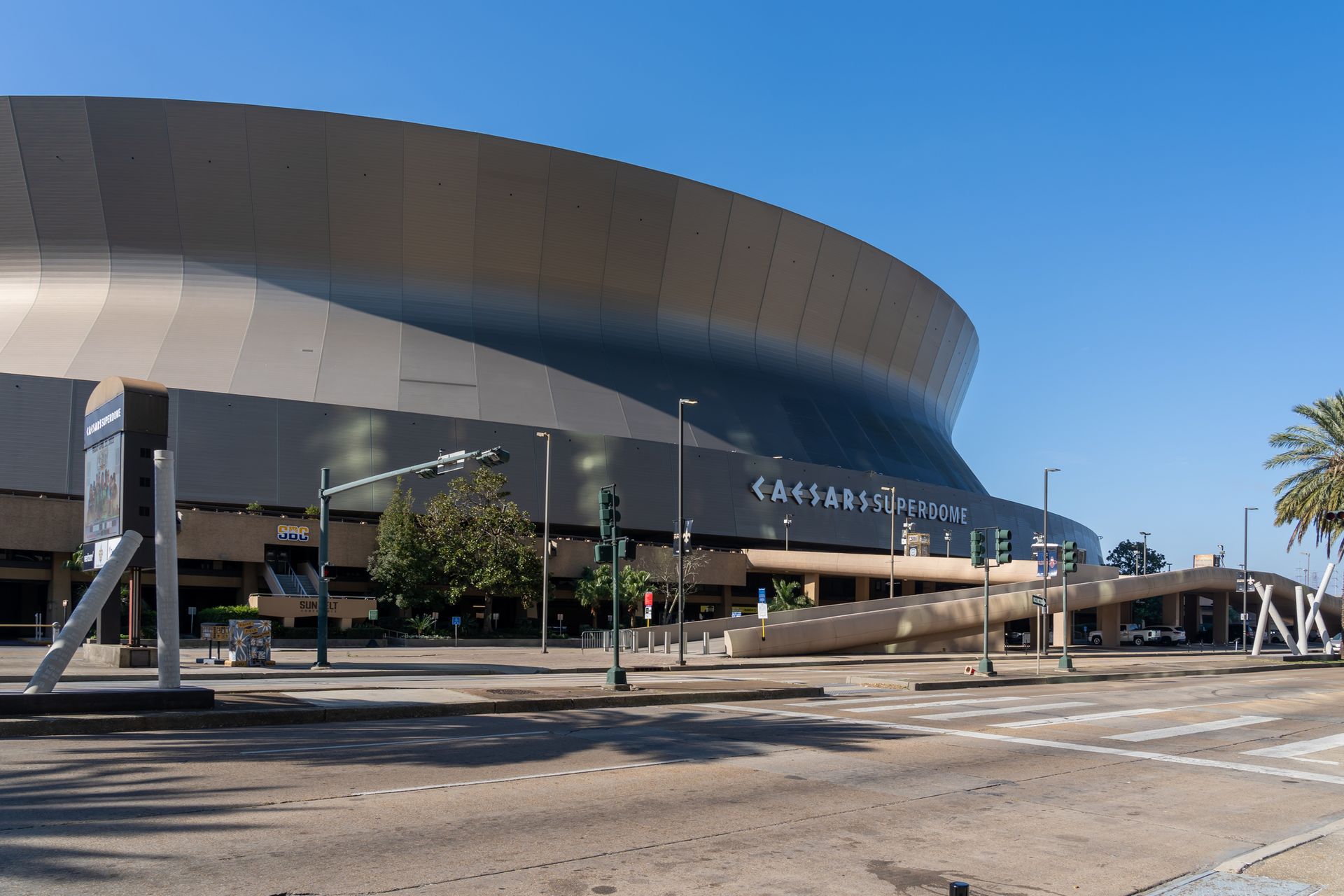 Exterior of the Caesars Superdome in New Orleans, Louisiana.