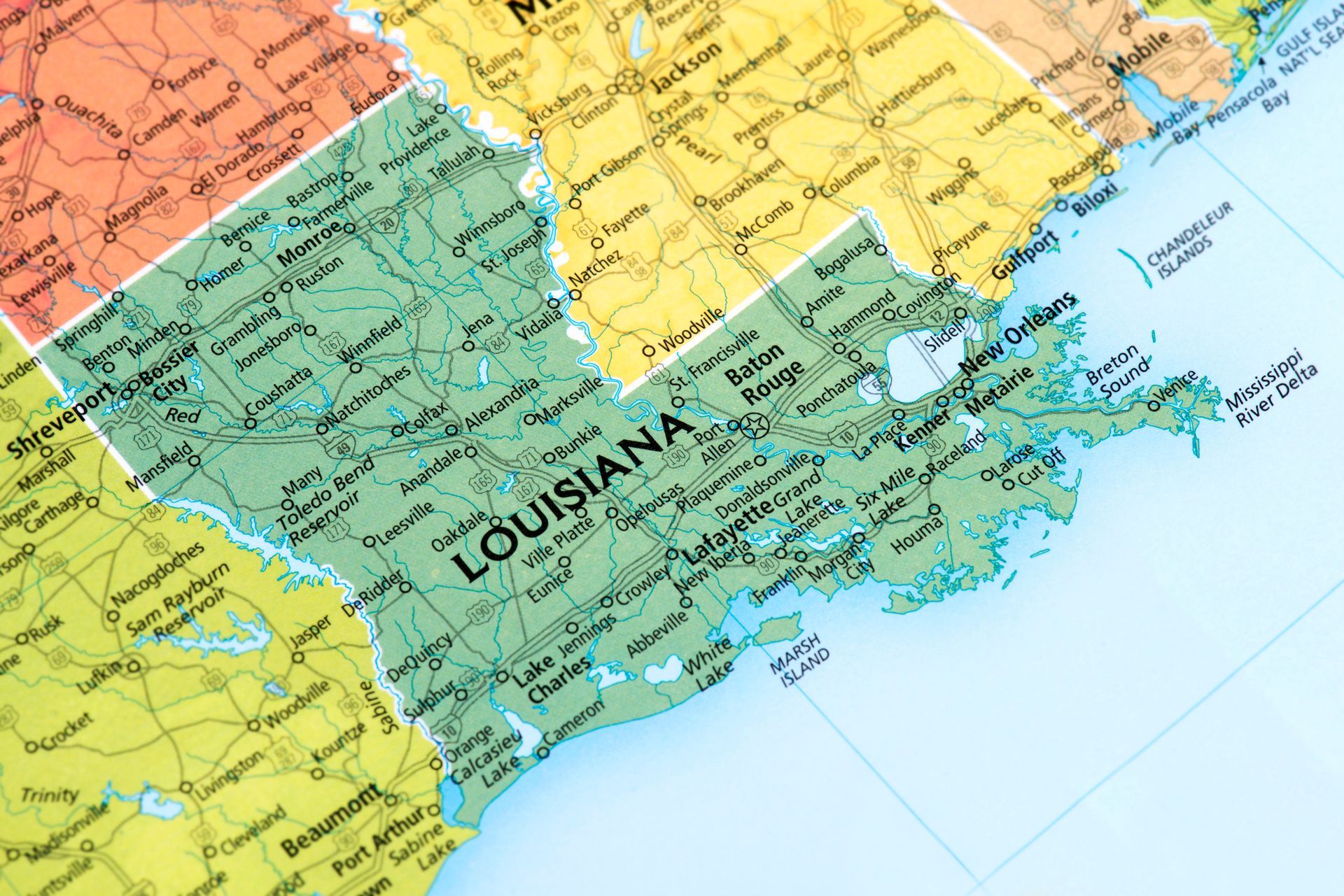 State map of Louisiana