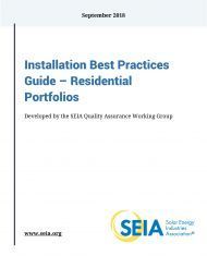 Installation best practices guide - residential portfolios developed by the seia quality assurance working group