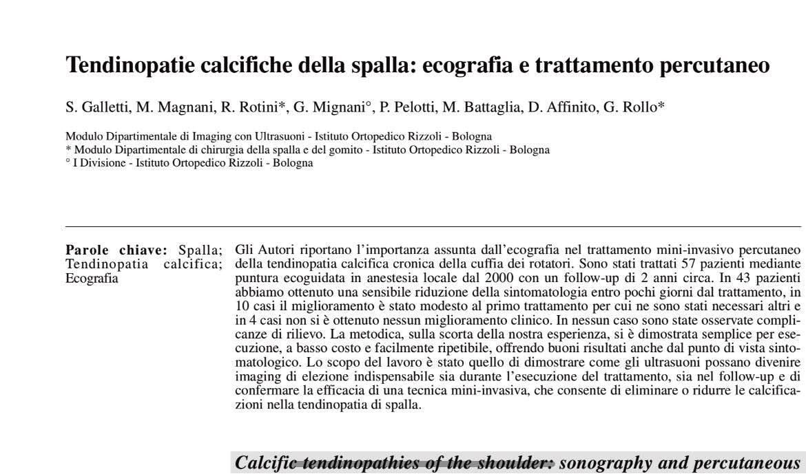 Trattamento di Litoclasia Ecoguidata della spalla