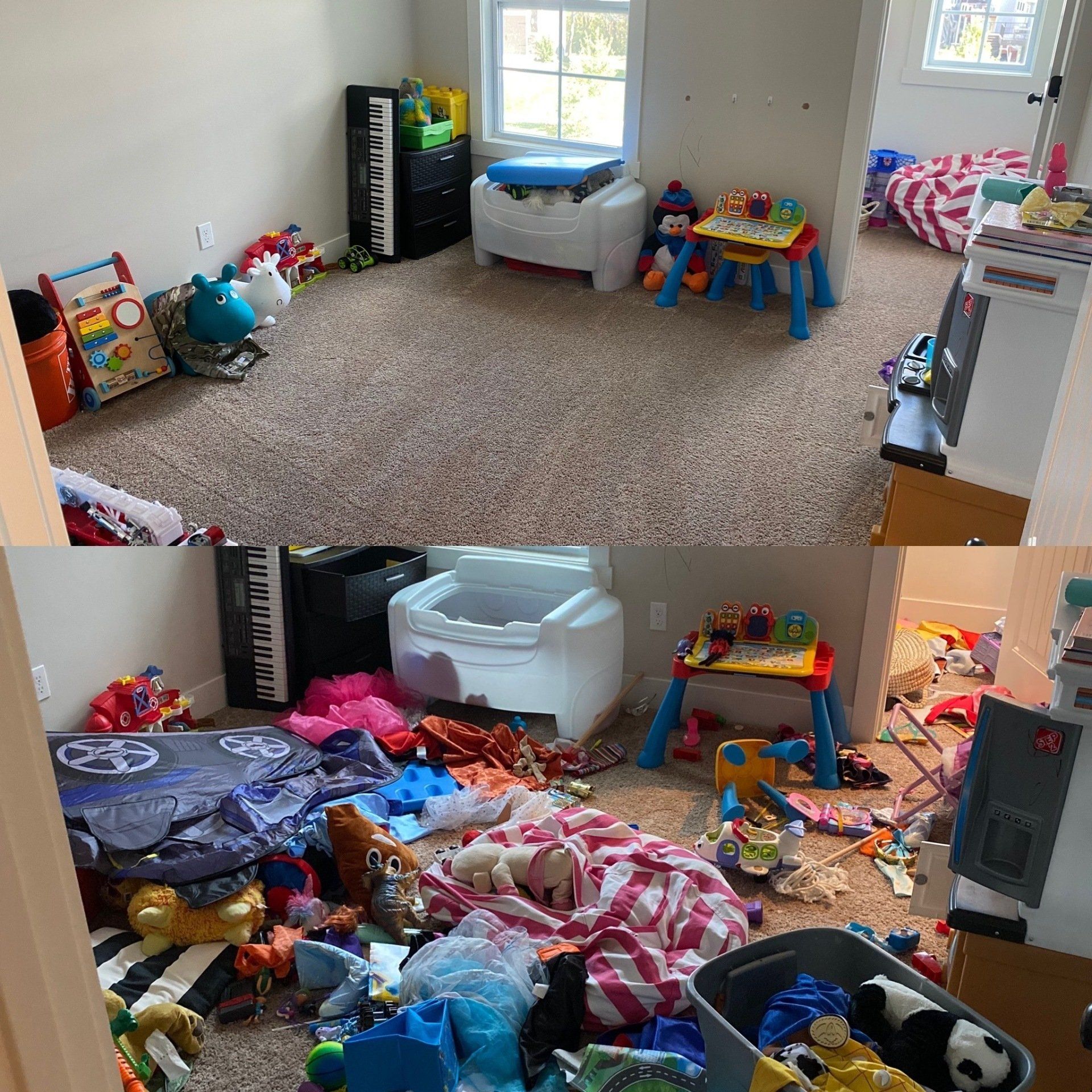 Kansas City, MO — Cleaning Maids In and Out, deep cleaning, top to bottom, housekeeping, maid service, cleaning, clean, cleaners, cleaning company, laundry service, window washing, carpet cleaning, carpet shampooing,Small Room Before and After — Kansas City, MO — Cleaning Maids In and Out