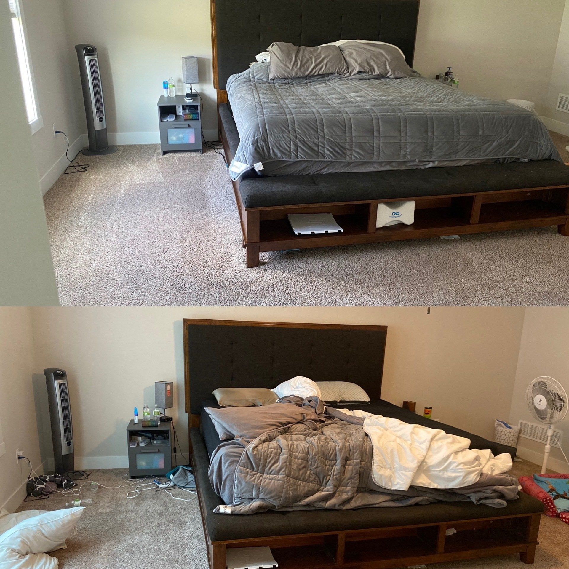 Kansas City, MO — Cleaning Maids In and Out, deep cleaning, top to bottom, housekeeping, maid service, cleaning, clean, cleaners, cleaning company, laundry service, window washing, carpet cleaning, carpet shampooing,Bed Before and After — Kansas City, MO — Cleaning Maids In and Out