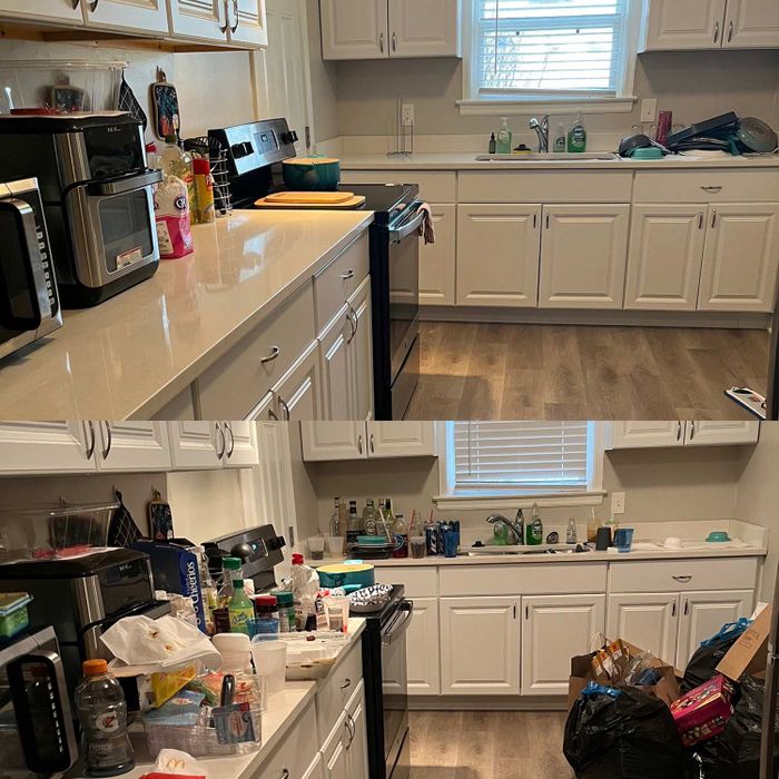 Before and After Kitchen Cleaning — Kansas City, MO — Cleaning Maids In and Out,Kansas City, MO — Cleaning Maids In and Out, deep cleaning, top to bottom, housekeeping, maid service, cleaning, clean, cleaners, cleaning company, laundry service, window washing, carpet cleaning, carpet shampooing,