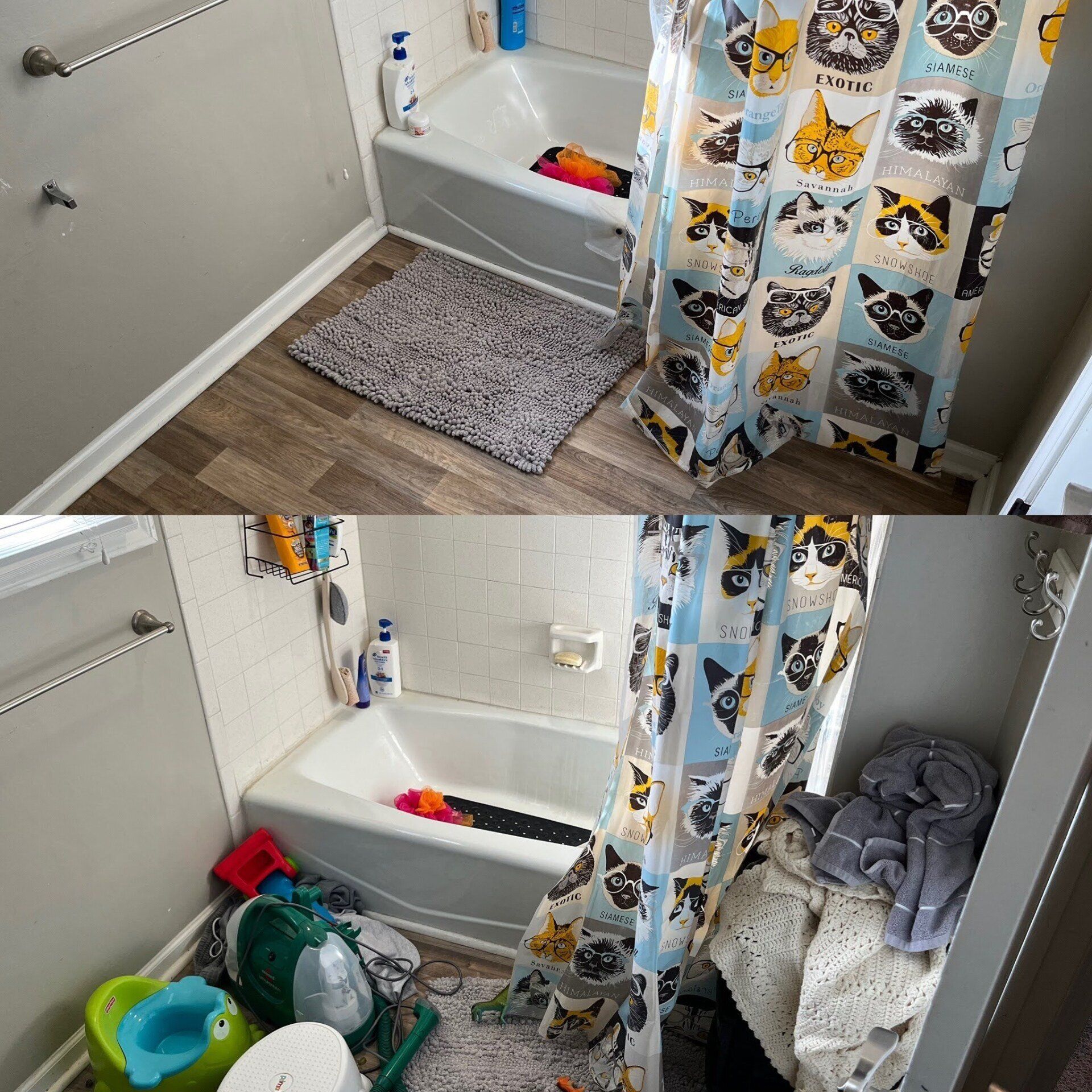 Kansas City, MO — Cleaning Maids In and Out, deep cleaning, top to bottom, housekeeping, maid service, cleaning, clean, cleaners, cleaning company, laundry service, window washing, carpet cleaning, carpet shampooing,Bath Before and After — Kansas City, MO — Cleaning Maids In and Out