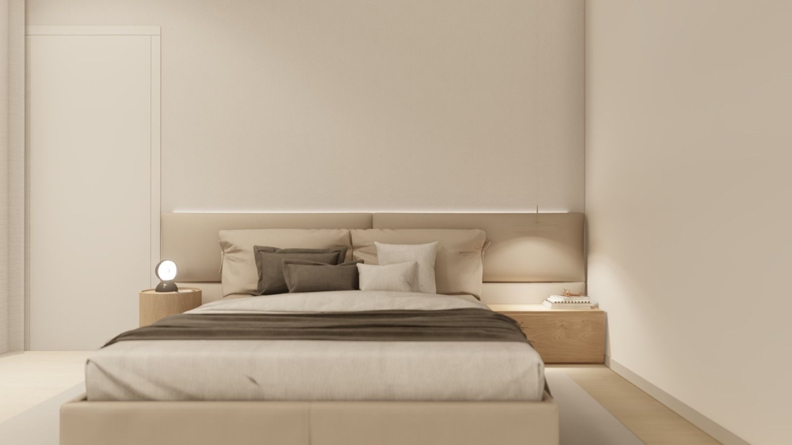 Una camera da letto con un letto grande e due comodini.