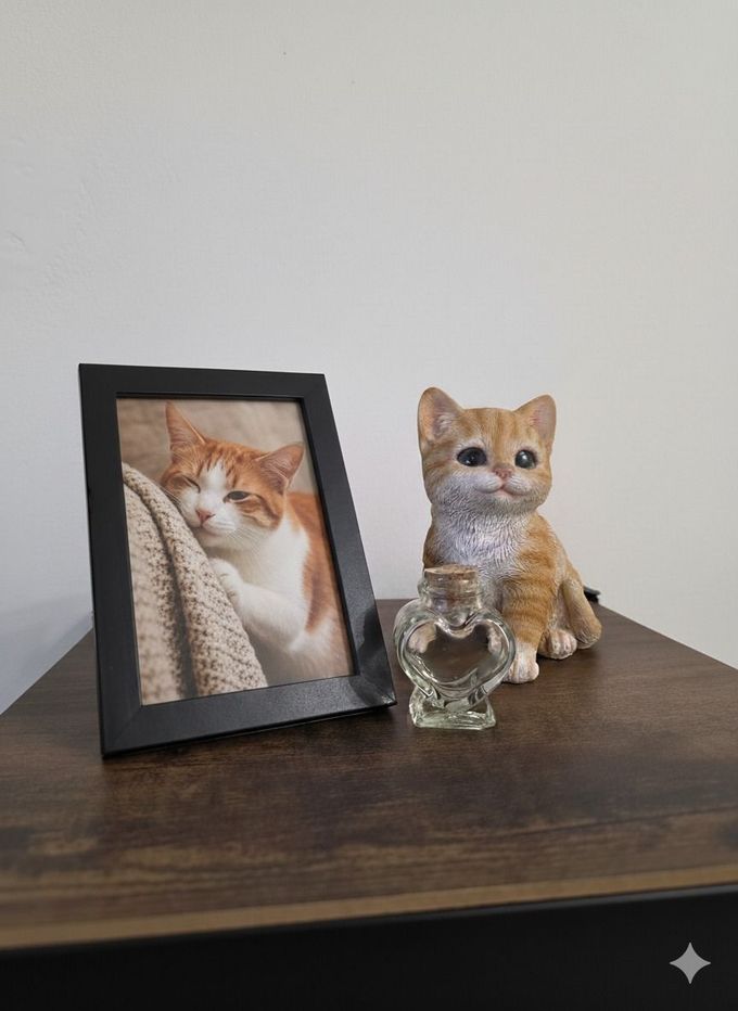 Cucciolo marrone dorato tenuto tra le mani, che guarda l'osservatore.