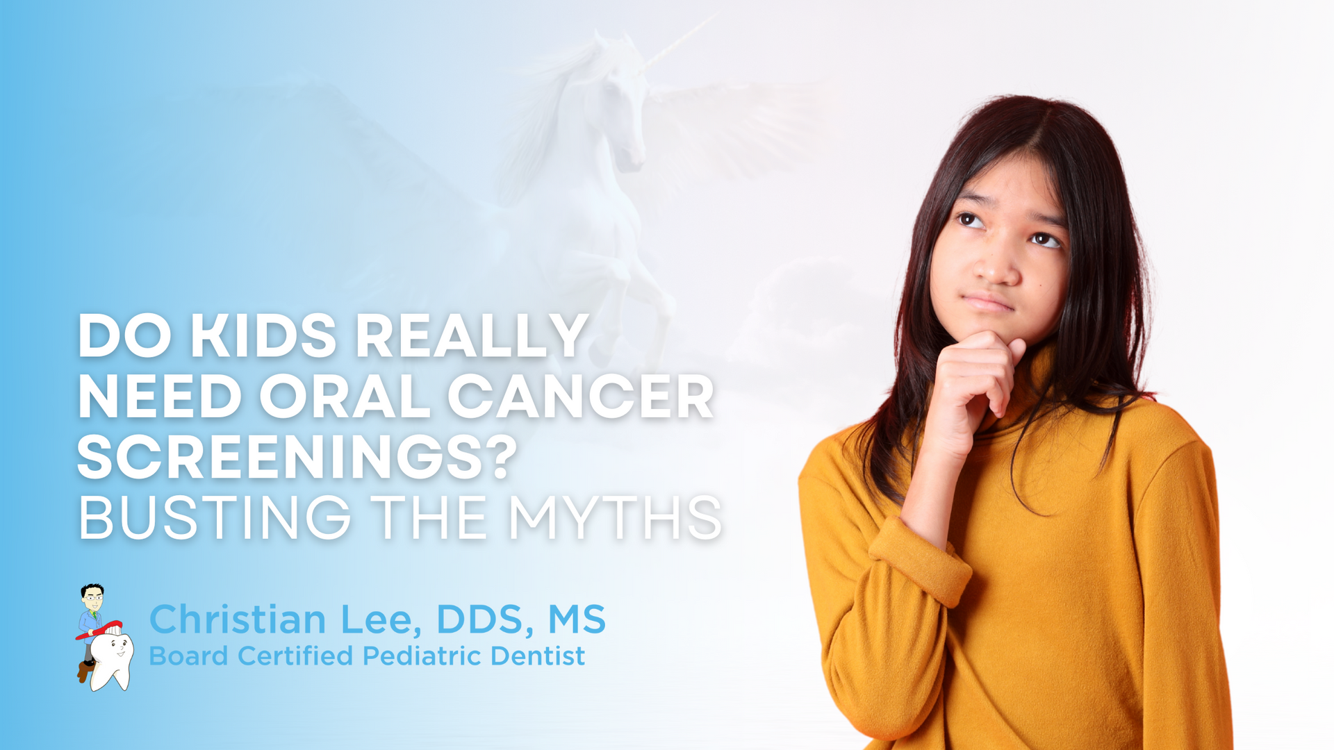 A young girl is thinking about oral cancer screenings.