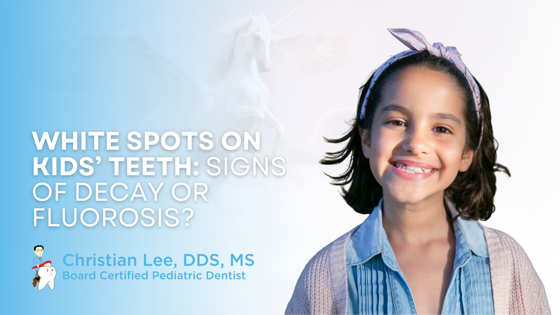 A little girl is smiling for the camera with white spots on her teeth.