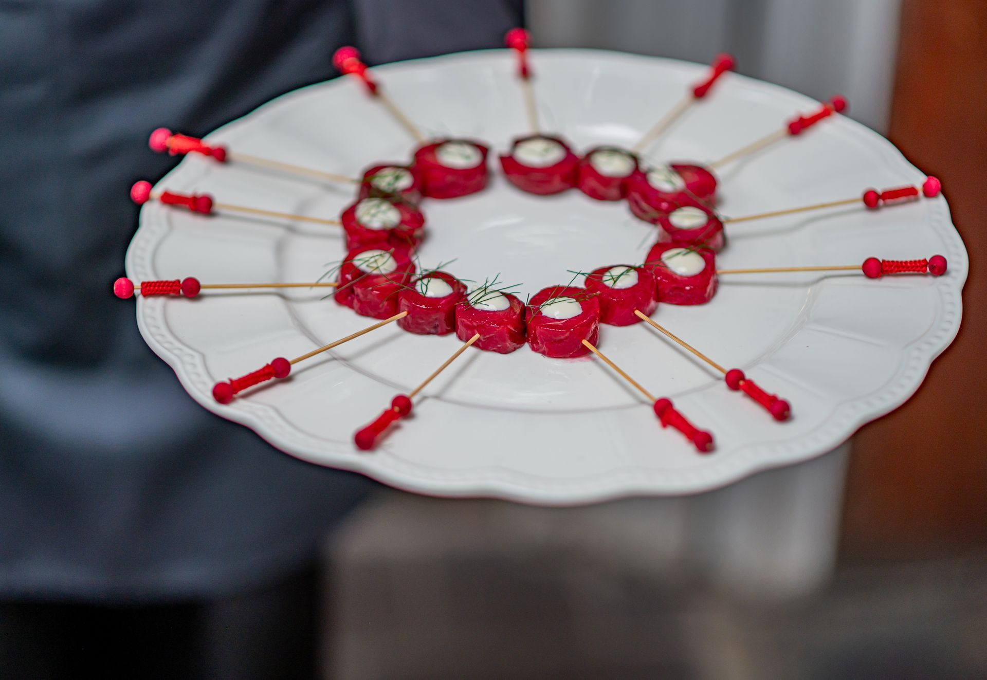 Beetroot-cured salmon with lemon cream cheese