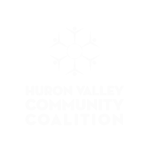 The Huron Valley Community Coalition logo in white