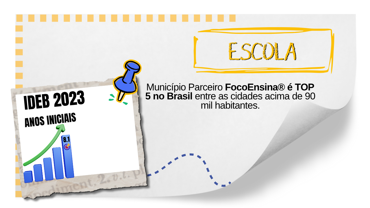 MUNICÍPIO PARCEIRO FOCOENSINA® É TOP 5 NO BRASIL ENTRE CIDADES ACIMA DE 90.000 HABITANTES!