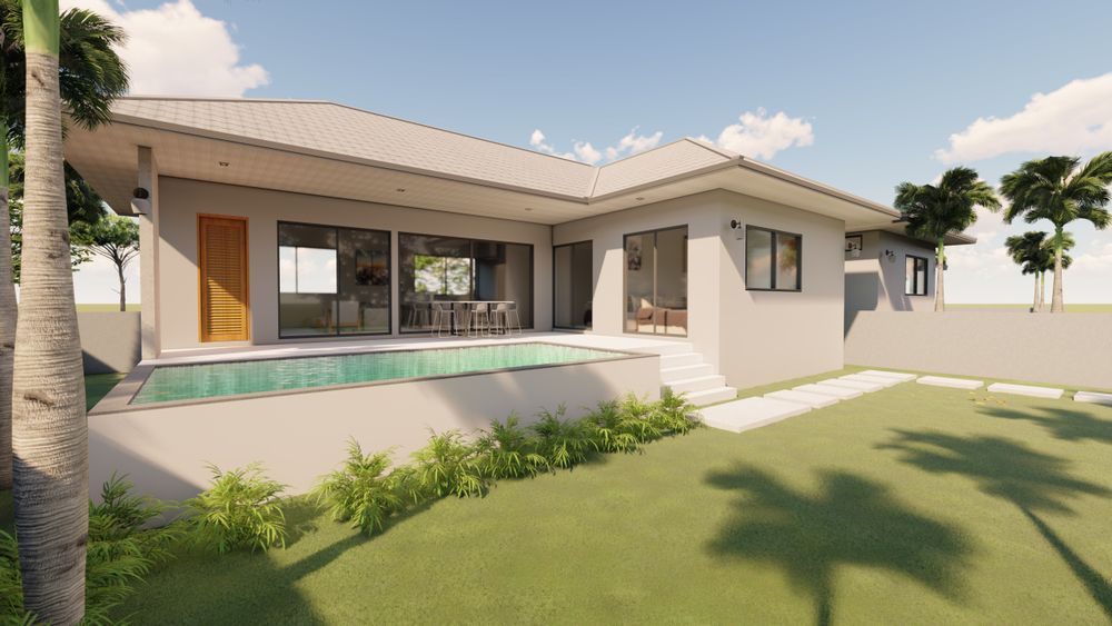 A 3d Rendering of a House With a Pool in the Backyard — Brendan's Landscaping and Fencing In Bundaberg, QLD