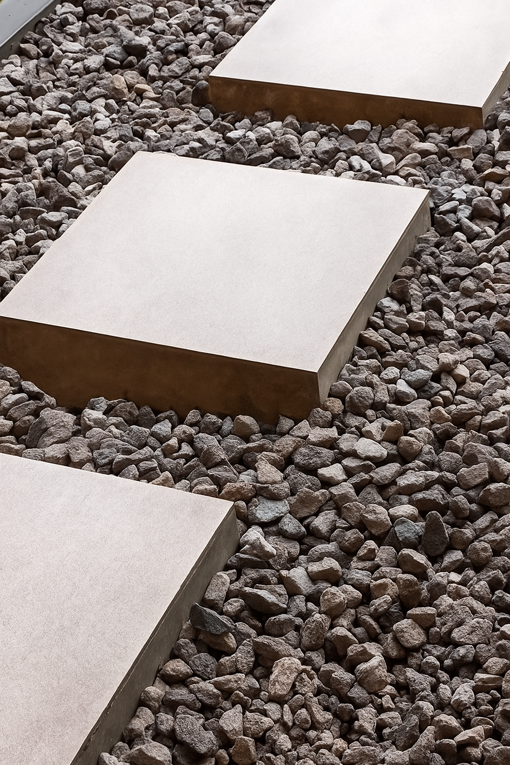 A Row of Square Stones Sitting on Top of a Pile of Gravel — Brendan's Landscaping and Fencing In Bundaberg, QLD