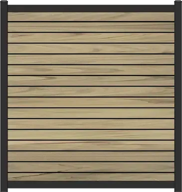 black aluminum with horizontal green teak vinyl pvc sound wall