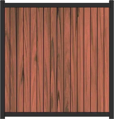 black aluminum with vertical mocha walnut vinyl pvc sound wall