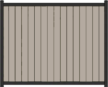 A vertical adobe vinyl fence with a black frame.