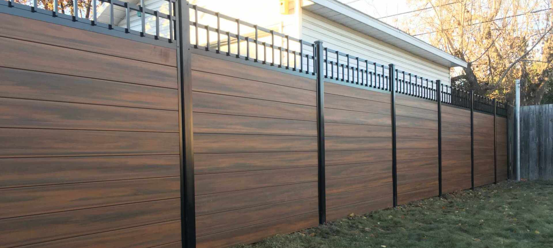 black aluminum and vinyl pvc fence