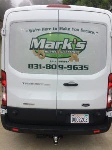 The back of Mark's Mobile Locksmith van.