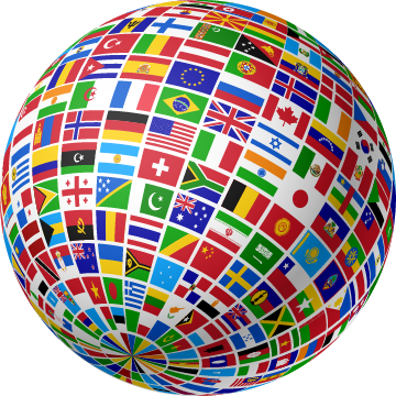 Globe made of many countries - Flag in University Place, WA