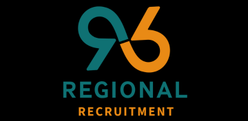 Logo for Regional Recruitment featuring a teal number 9 and an orange number 6 interlocked on a black background.
