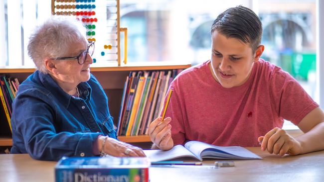 tutor with student