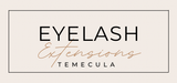 Eyelash Extensions logo in a beige box with black 