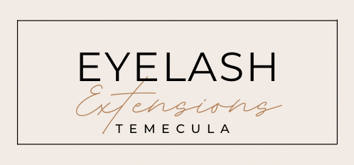 Eyelash Extensions logo in a beige box with black 