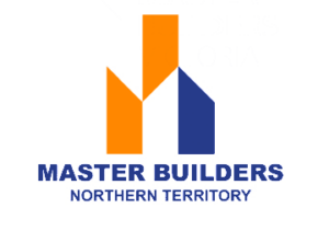 Logo for Master Builders Northern Territory: orange and blue abstract building shape on white, with blue text below.