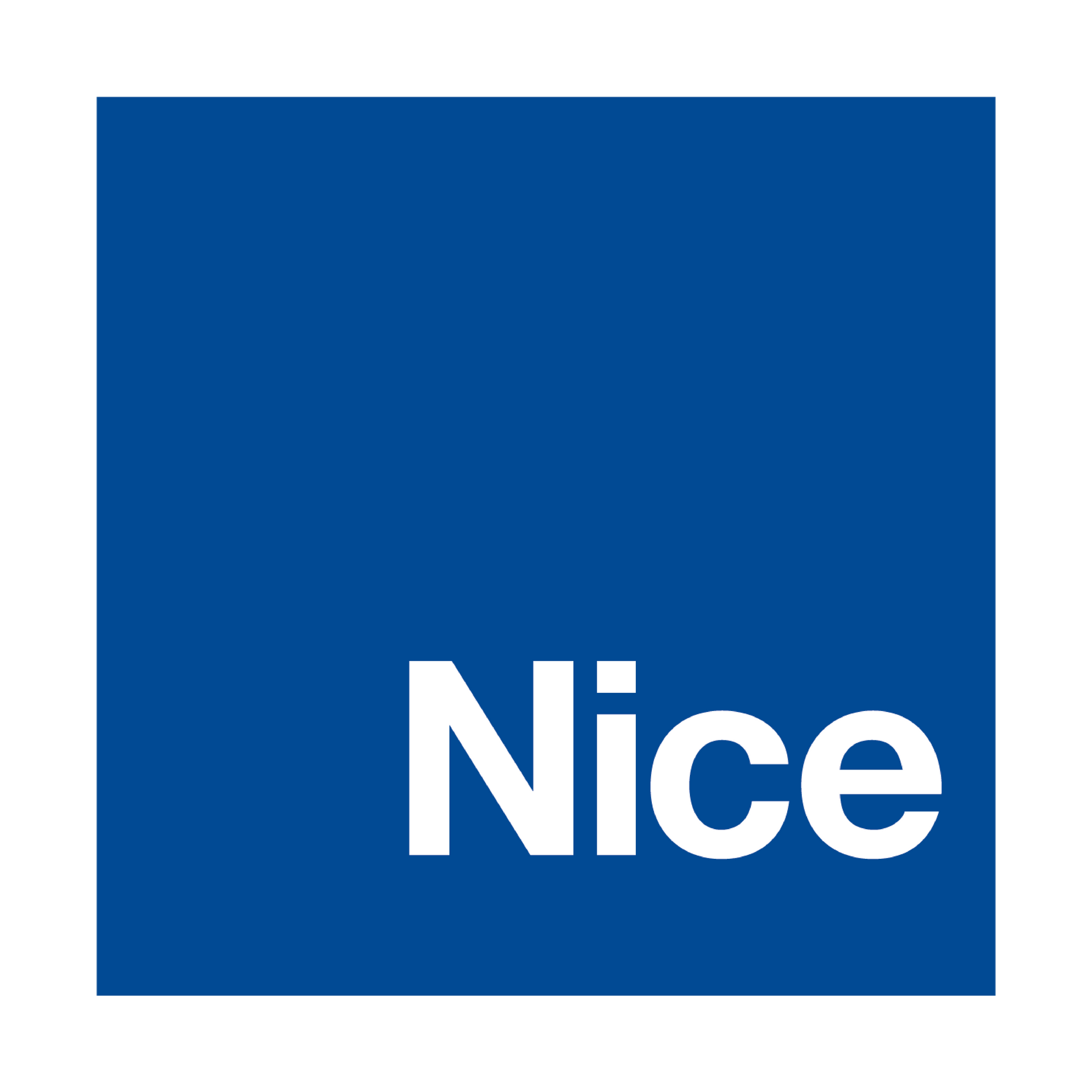 A blue square with the word nice on it.