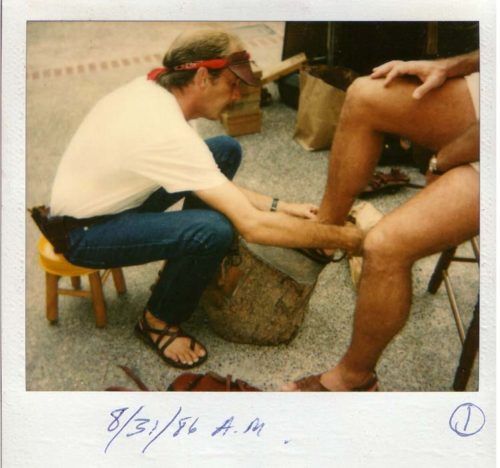 Dave Piper - sandal maker fitting sandals