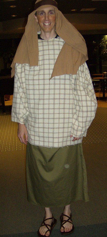 Josef wearing Jesus' handmade leather sandals