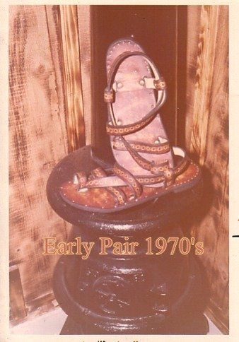 pair of handmade sandals from the early 1970's