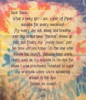 letter: customer loves her sandals