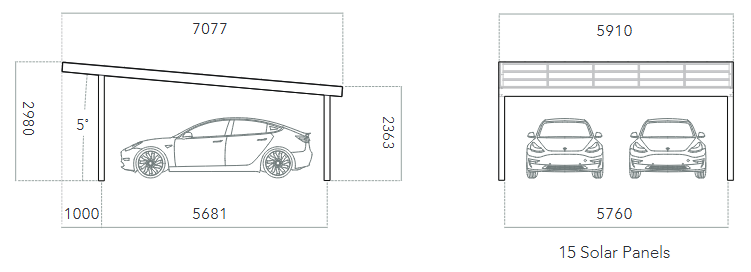 Diagrams of A Double Carport — Mid North Coast Solar Carports in Coffs Harbour, NSW