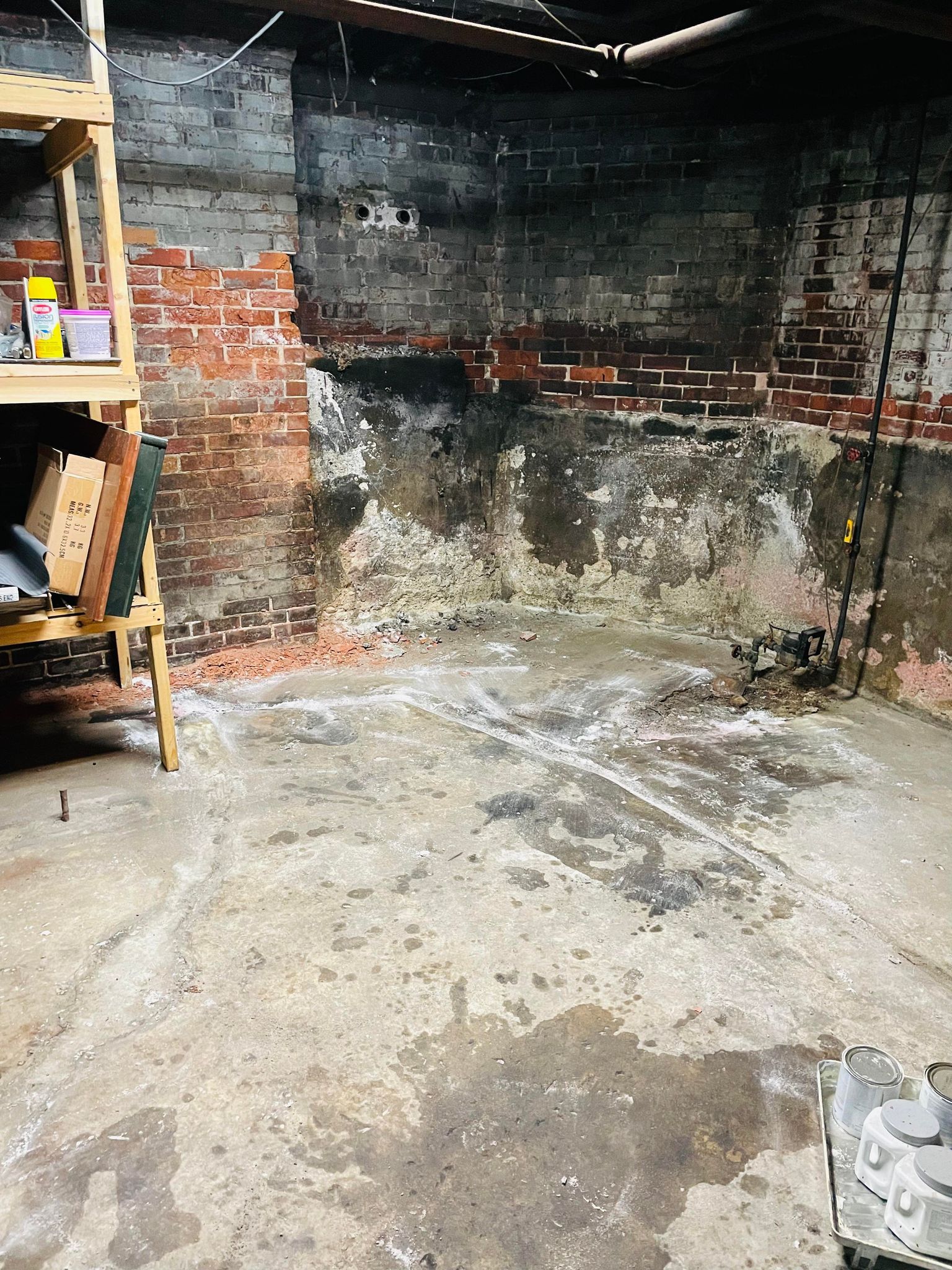 after boiler tank removal and basement cleanout