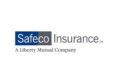 Safeco Insurance logo, blue and gray text, 