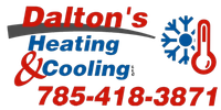 a logo for dalton 's heating and cooling