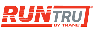Logo for RUNTRU by Trane in red and gray.