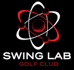 Swing Lab Golf Club logo with red and black golf ball design