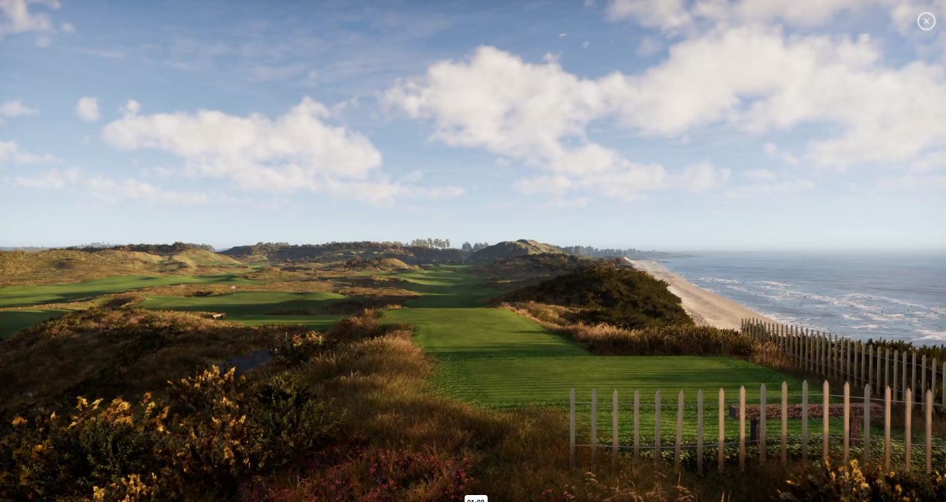 Virtual indoor golf course view displayed on TrackMan simulator screen