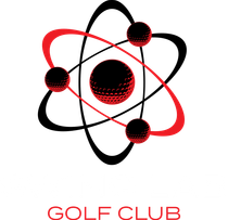 Swing Lab Golf Club logo with red and black golf ball design