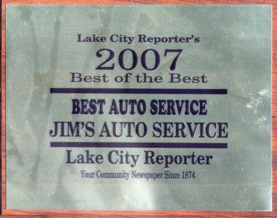 Expert Wrecker Service — 2007 Best Auto Service Certificate in Lake City, FL