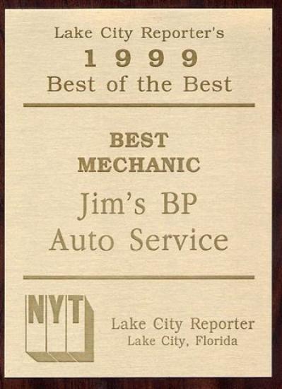 Professional Car Repair Services  — 1999 Best Mechanic Certificate in Lake City, FL